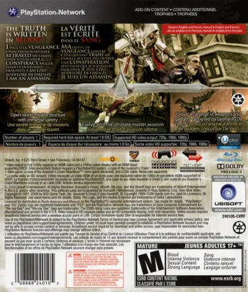 Assassin's Creed II (USA) (En,Fr,Es,It) (v1.02) (Disc) (Update) box cover back